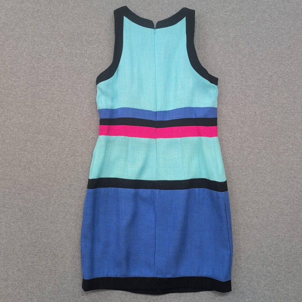 Vtg 90s Misty Lane Colorblock Dress Knee Length‎ Sleeveless Pink Blue Mint Sz 10 - Picture 4 of 4